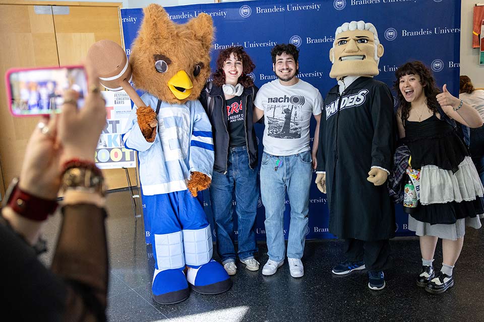 Students with the Judge and Owl mascots